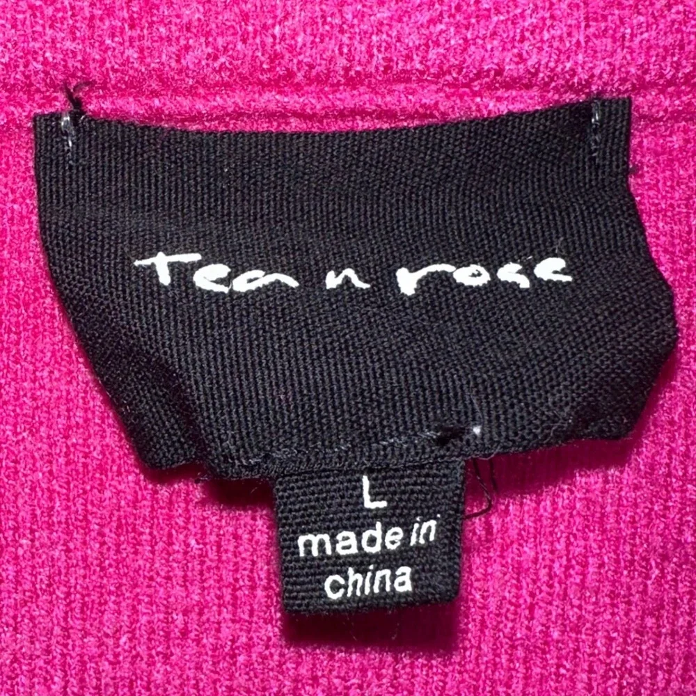 Tea n Rose Fuchsia Longline Sweater Cardigan L Single‎ Button Pockets
